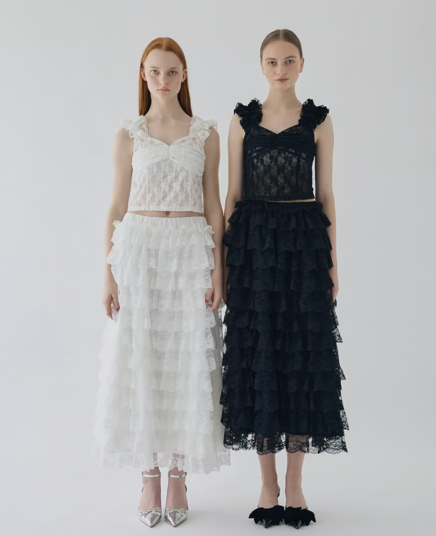 girly lace frill long skirt | ファッション通販サイト NUGU 
