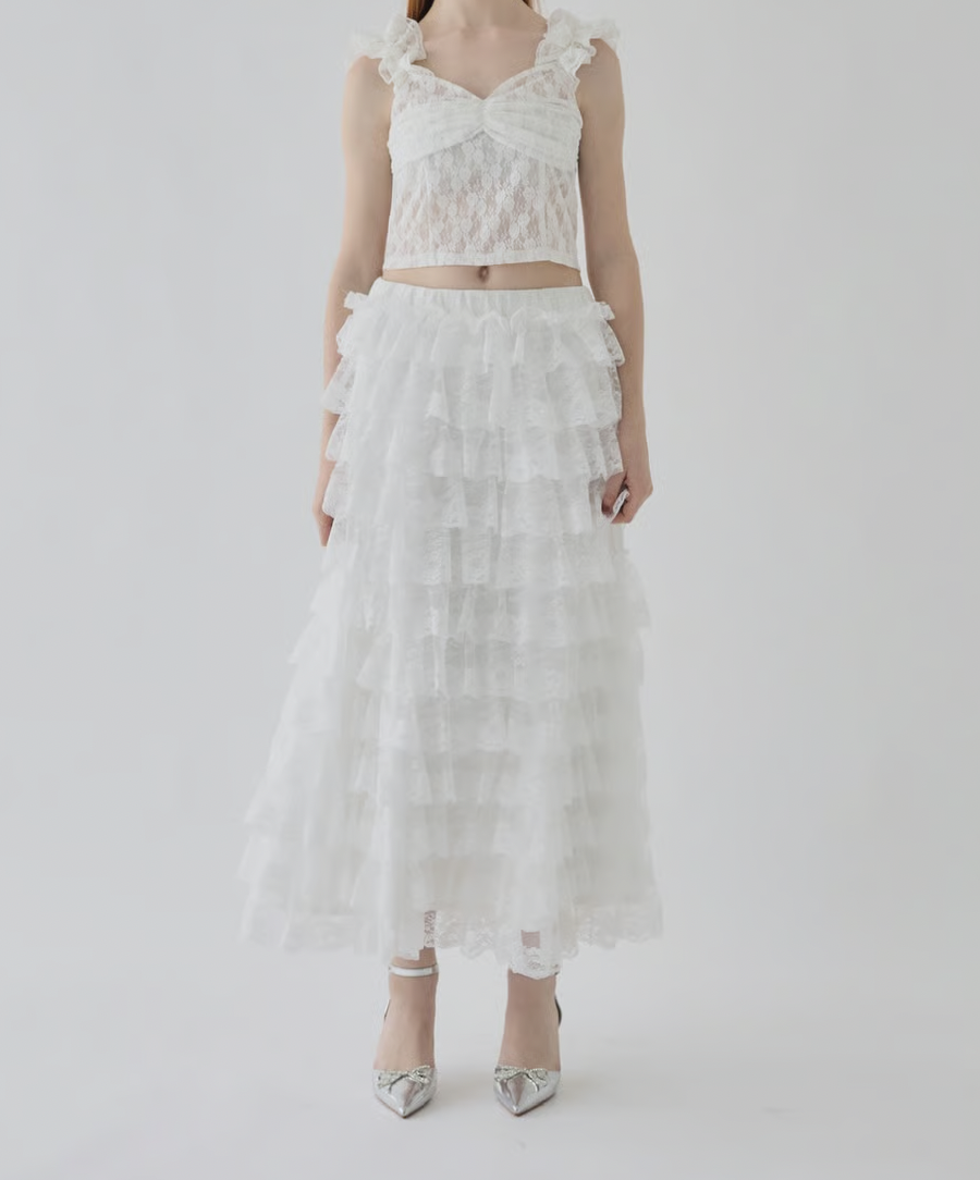 girly lace frill long skirt | ファッション通販サイト NUGU 