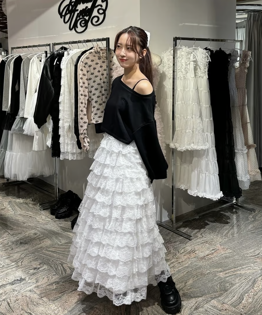 girly lace frill long skirt | ファッション通販サイト NUGU 