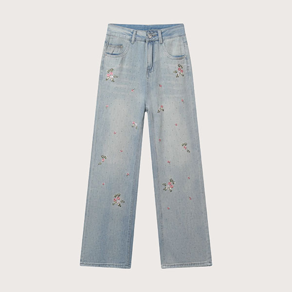 新品　2022 ダブルビー　デニム　プチ刺繍　刺繍　パンツ　110 100