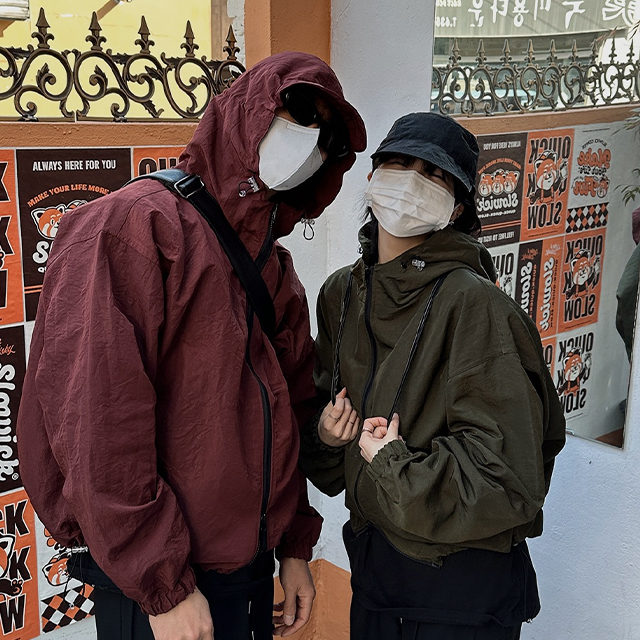 UNISEX) フード付きマウィンドブレーカージャケット | ファッション 