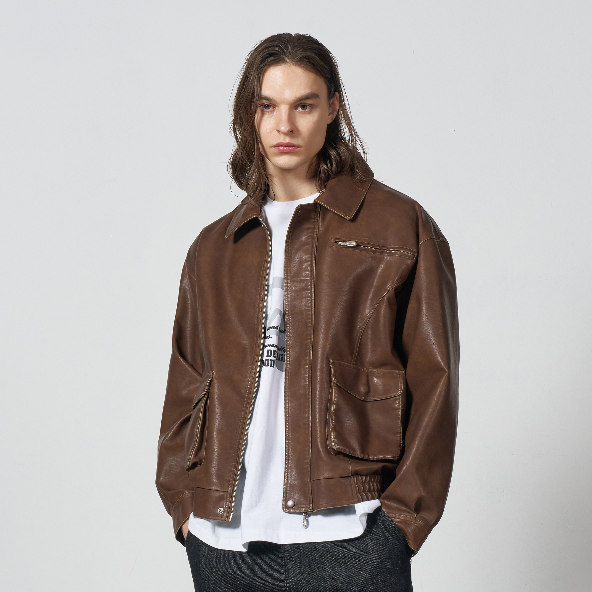 美品 本革ヴィンテージ！A＆S Selections 取り消す 100%レザージャケット 