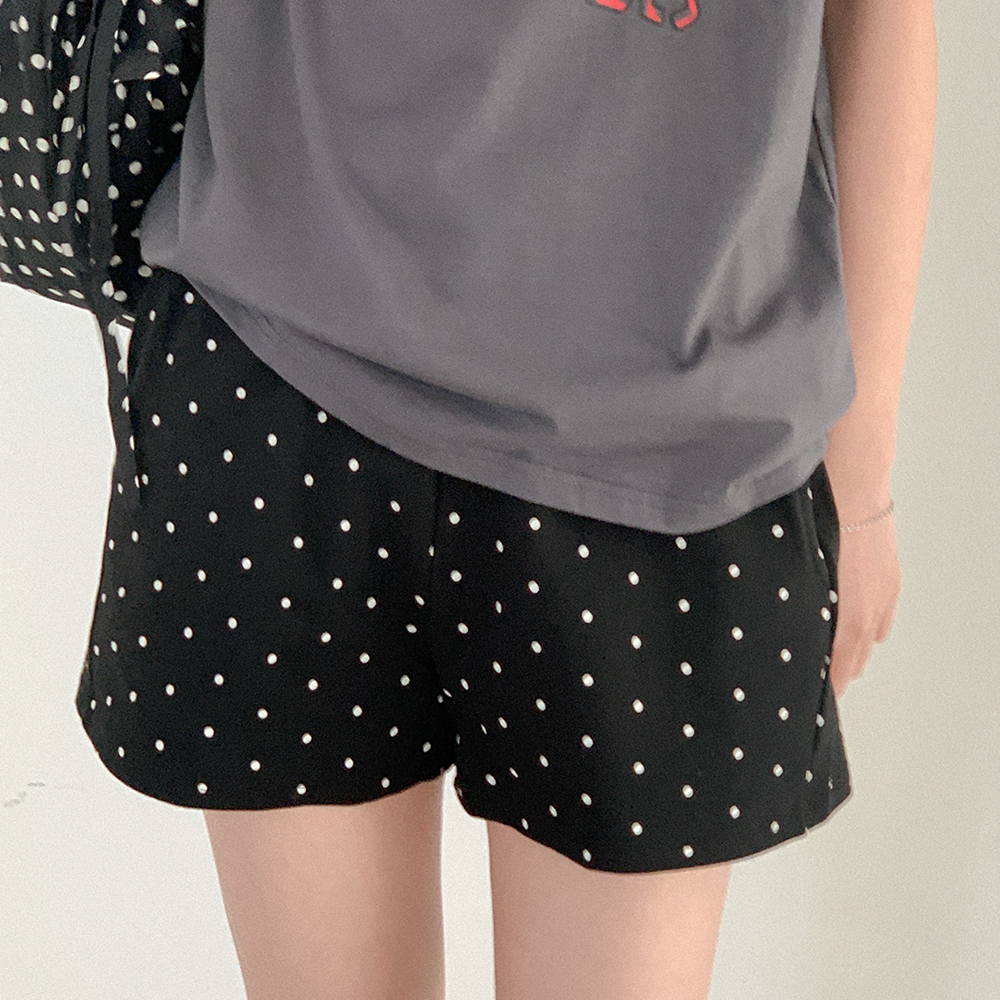[7月限定SALE]ドットウエストゴムハーフパンツ