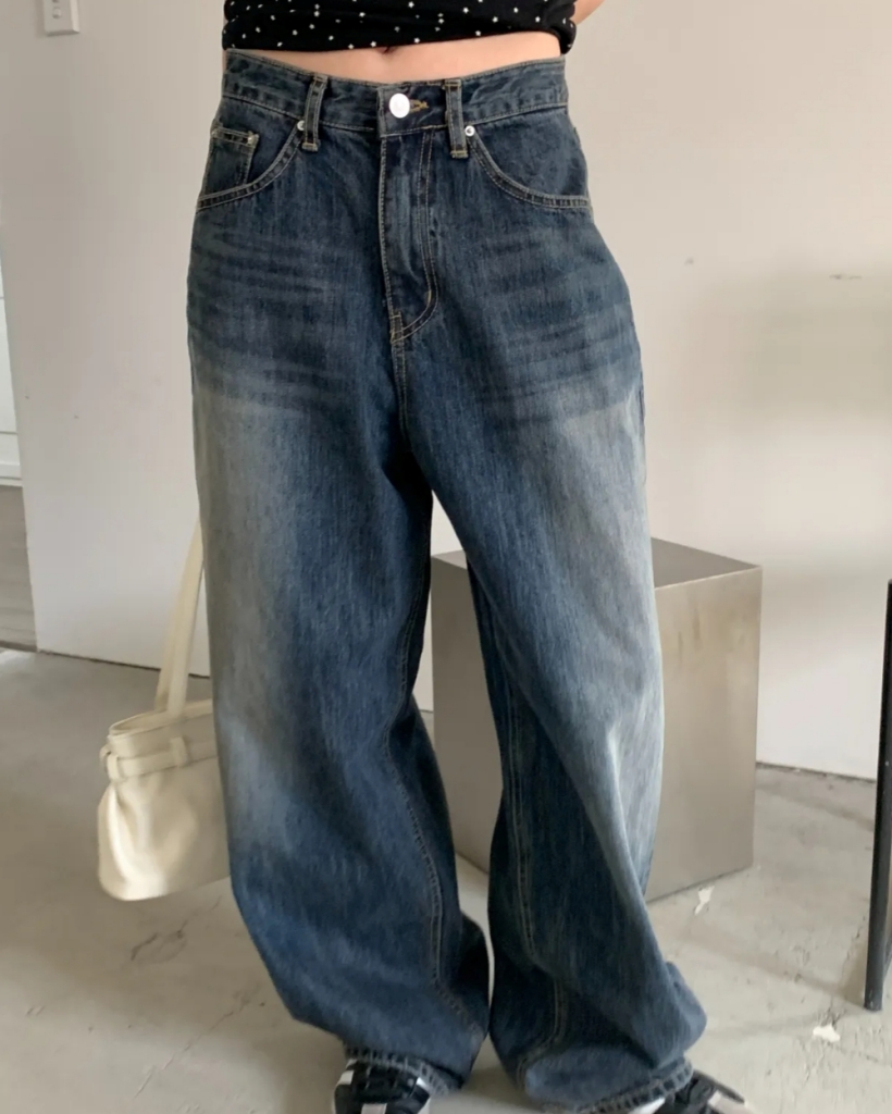 ヴィンテージウォッシュワイドデニムパンツ
