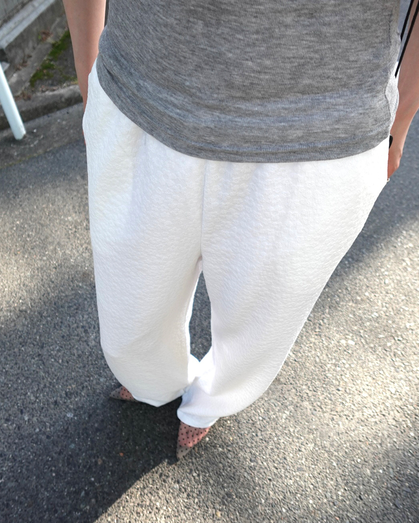 シフォンウエストゴム ワイドパンツ