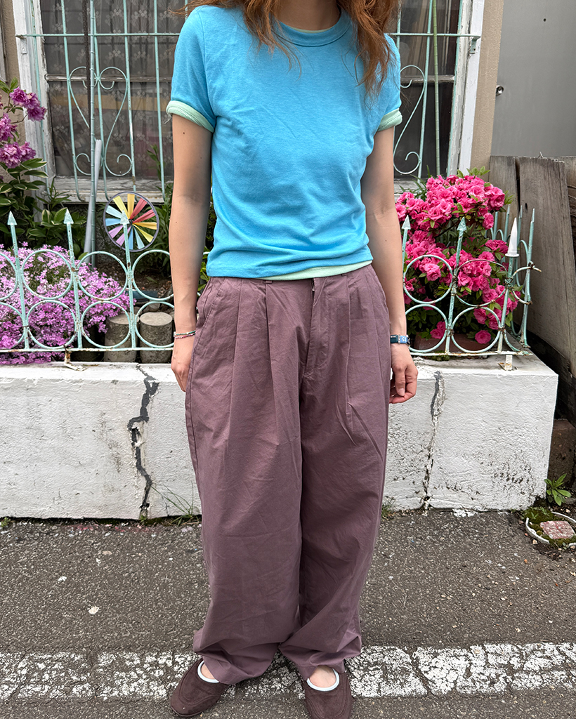 ピンタック入りコットンワイドパンツ
