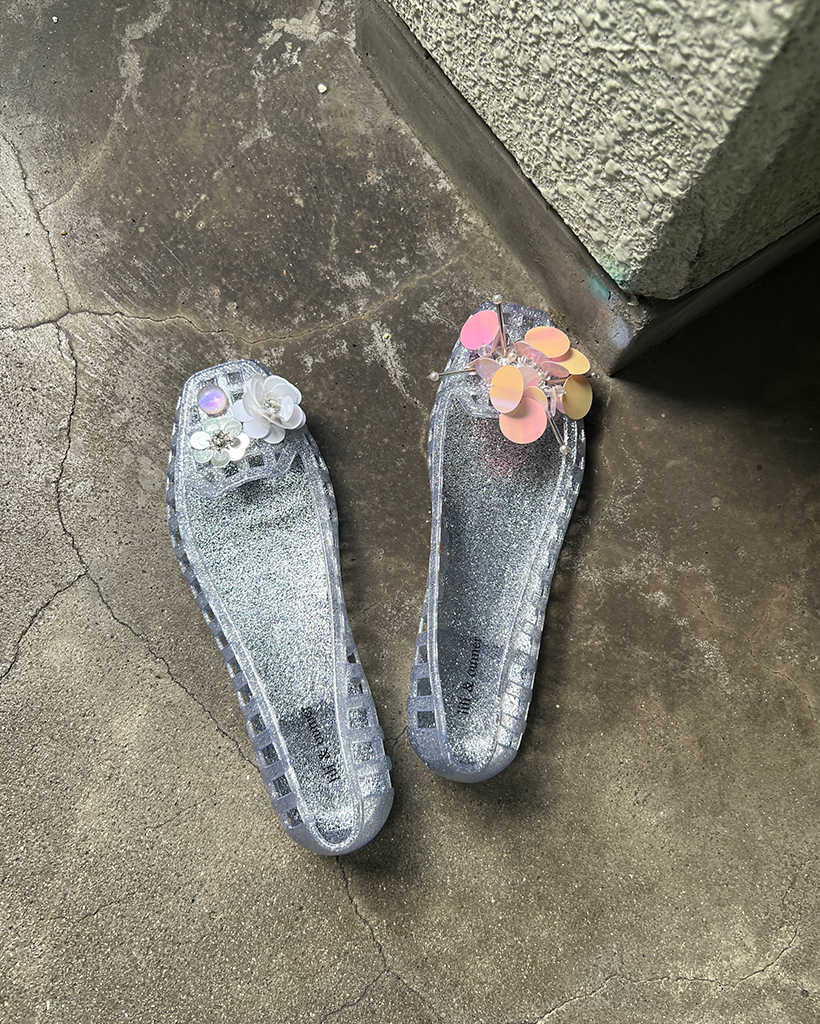 ラメクリアサンダルパーツ付き