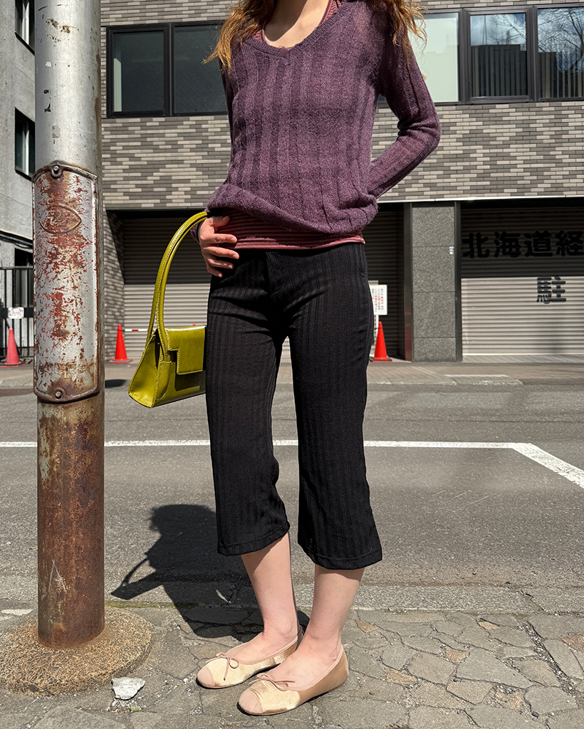 ストライプレギンスブーツカットパンツ