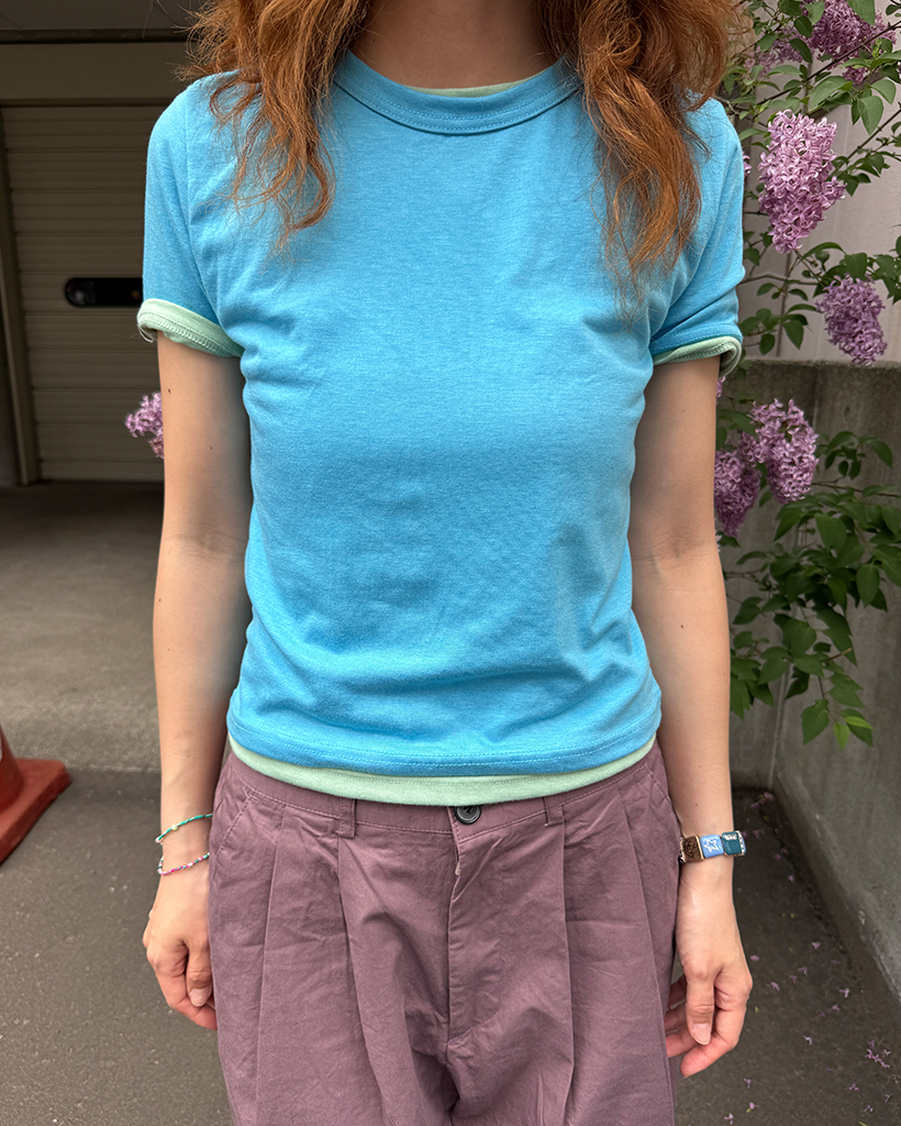 テンセルレイヤードハーフTシャツ