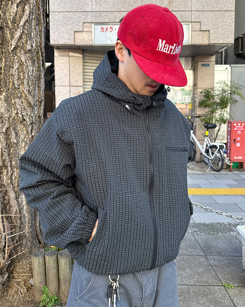 クロップドチェックフードブルゾン