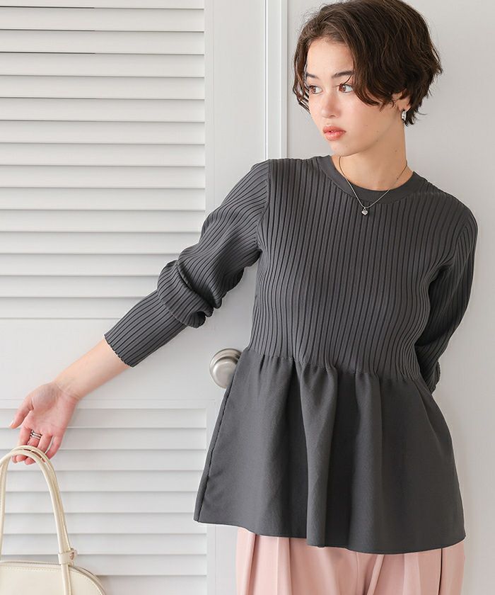 前後2wayペプラムニットトップス | ファッション通販サイト NUGU