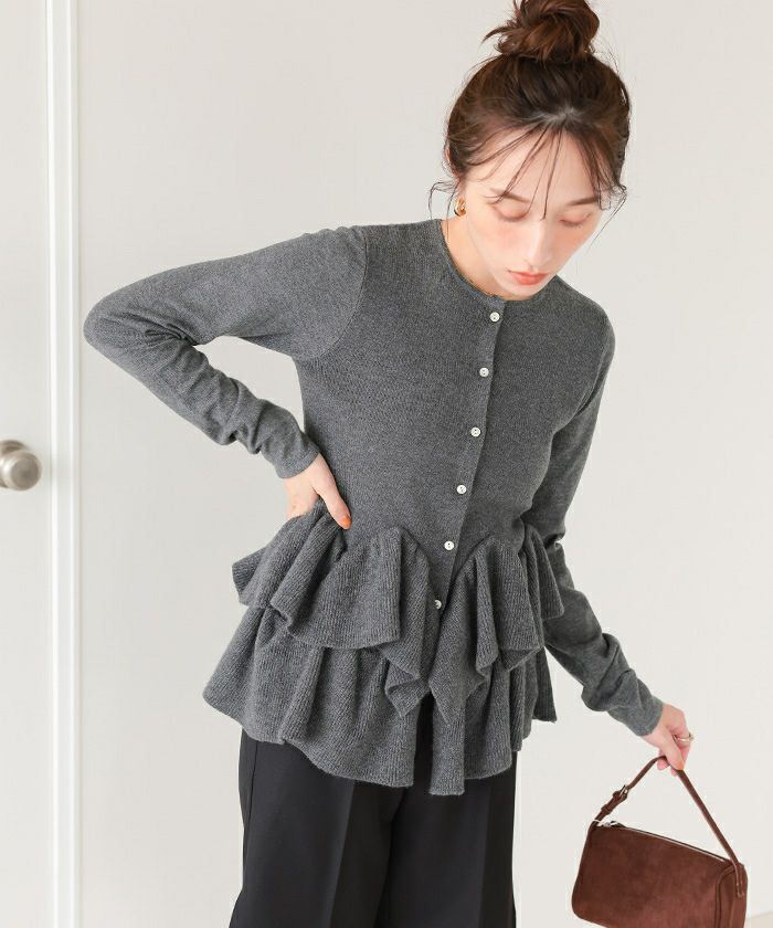 フリルヘムニットカーディガン | ファッション通販サイト NUGU