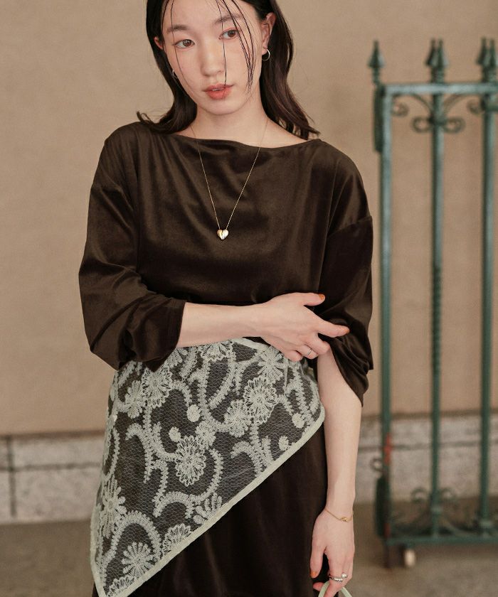 シアーベロアオーバーサイズロングTシャツ