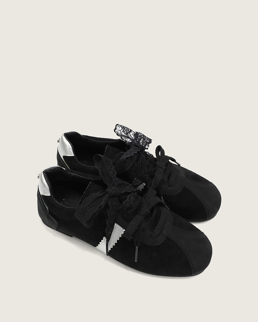 【シューレース2種入り】【2色展開】ダブルレースポイント スエードレザースニーカー/2026 SS NEW COLLECTION/black