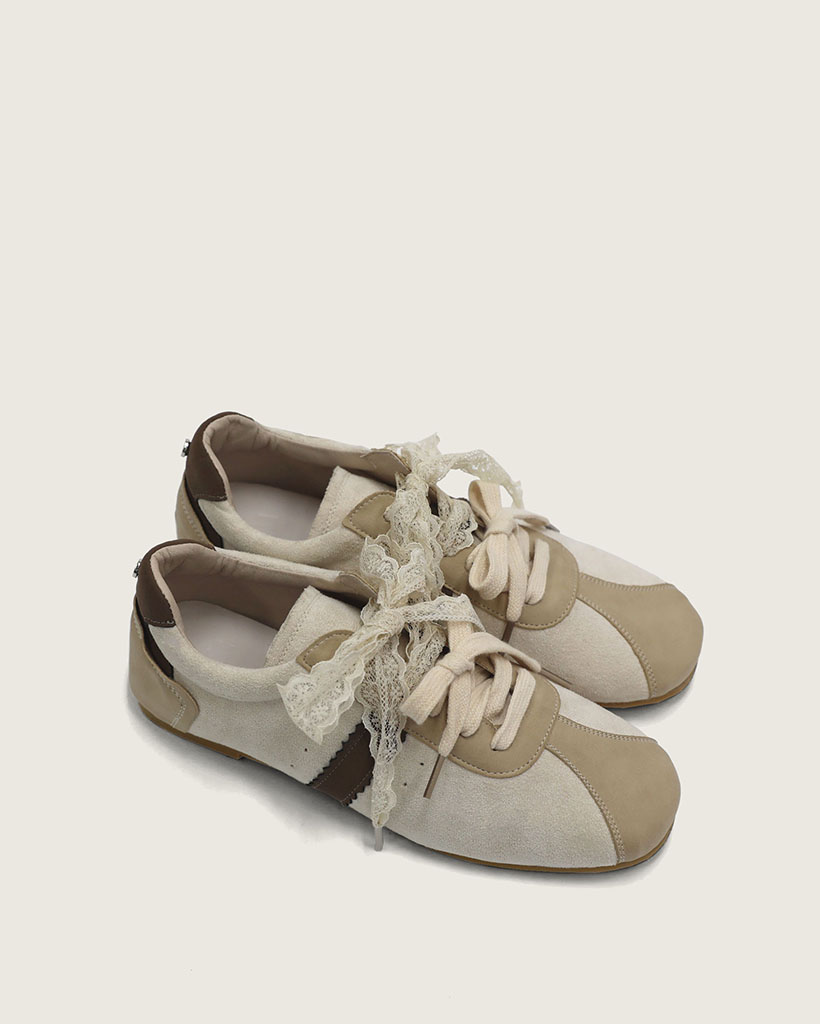 【シューレース2種入り】【2色展開】ダブルレースポイント スエードレザースニーカー/2026 SS NEW COLLECTION/beige