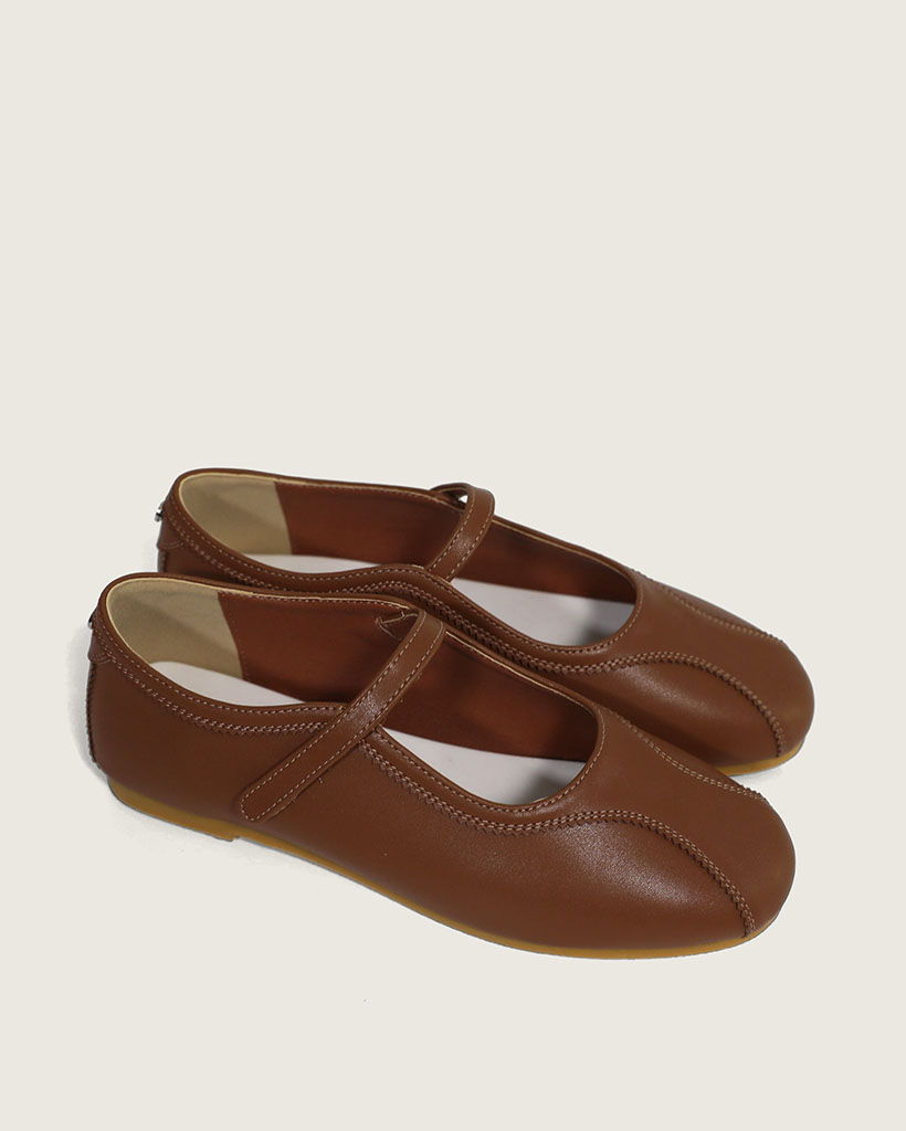 【3色展開】バレエピンキングポイント メリージェーンフラットシューズ/2026 SS NEW COLLECTION/brown