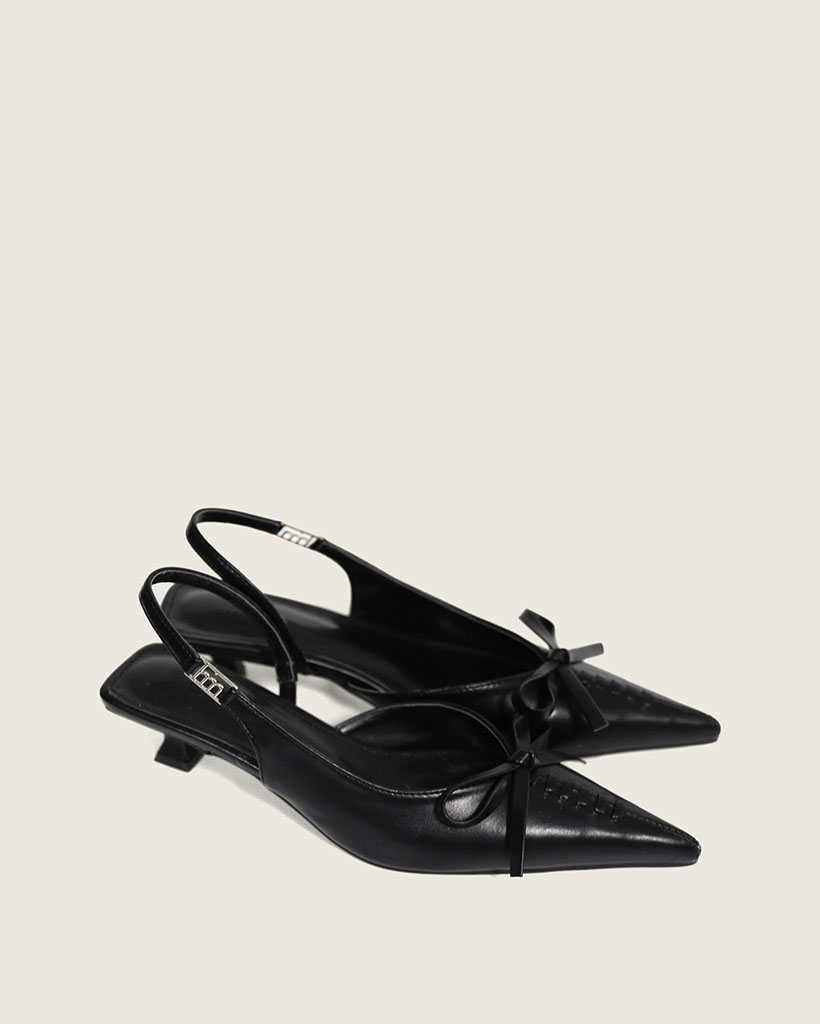 【4色展開】コルセットリボンポイント サイドロゴスリングバック/2026 SS NEW COLLECTION/black