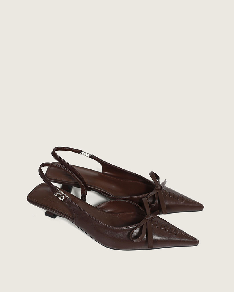 【4色展開】コルセットリボンポイント サイドロゴスリングバック/2026 SS NEW COLLECTION/brown