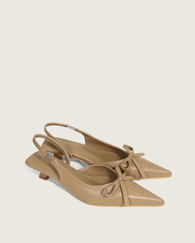 【4色展開】コルセットリボンポイント サイドロゴスリングバック/2026 SS NEW COLLECTION/beige