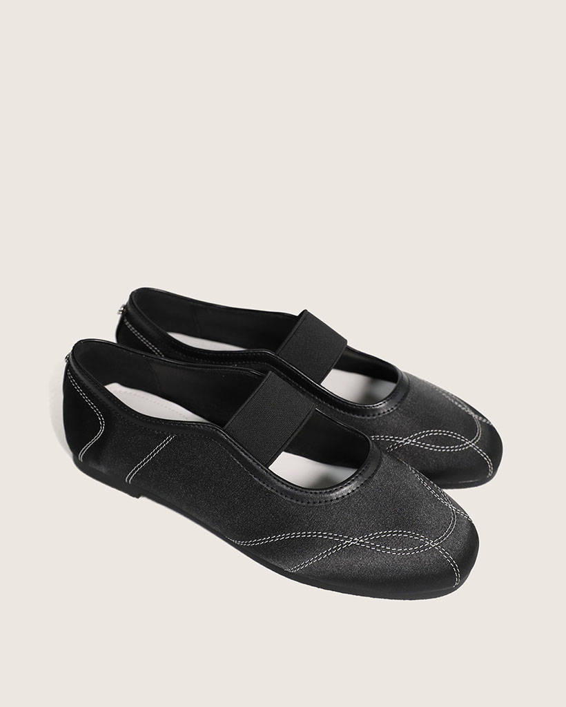 【version2】【4色展開】ステッチポイント シルキーバレエ バンディングフラットシューズ/2026 SS NEW COLLECTION/black