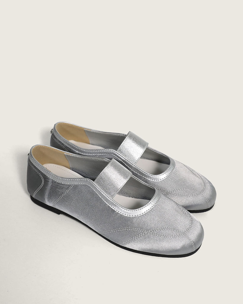 【version2】【4色展開】ステッチポイント シルキーバレエ バンディングフラットシューズ/2026 SS NEW COLLECTION/silver