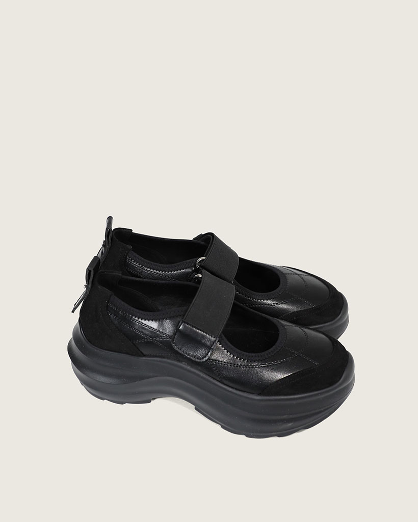 【2色展開】ステッチポイント バンディングストラップ メリージェーン厚底スニーカー/2026 SS FLATFORM COLLECTION/black