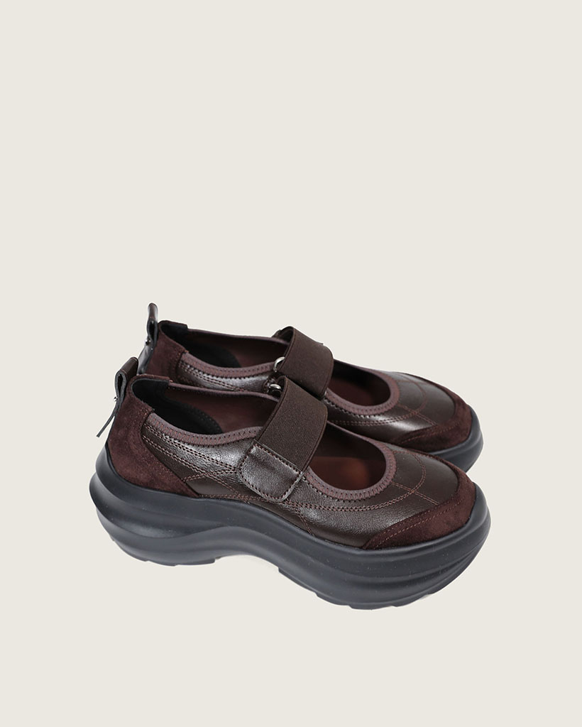 【2色展開】ステッチポイント バンディングストラップ メリージェーン厚底スニーカー/2026 SS FLATFORM COLLECTION/brown