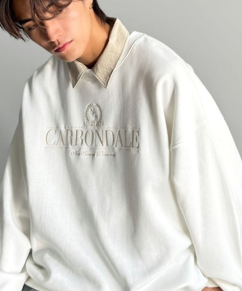 【Classical Origin】刺繍カレッジロゴ裏起毛スウェット／Embroidered College Logo Fleece Sweatshirt ao1330040