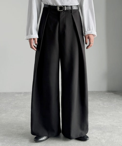 【Classical Origin】「袴型立体シルエット。」インタックワイドフレアスラックス／In-Tuck Design Wide Flared Pants co1150055