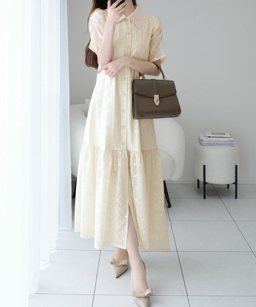 mily bilet】おしゃれと高級感の絶妙なバランス。花刺繍ガーゼ