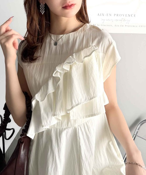 大人かわいい◎フリル使いフレアペプラムトップス（半袖） ce1240078