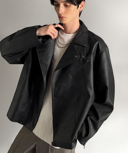 JaVaジャバコラボ》こなれ感、爆上がり。フェイクレザーライダース