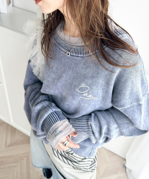 大人可愛いレトロな雰囲気。綿100％ワンポイント刺繍ピグメント