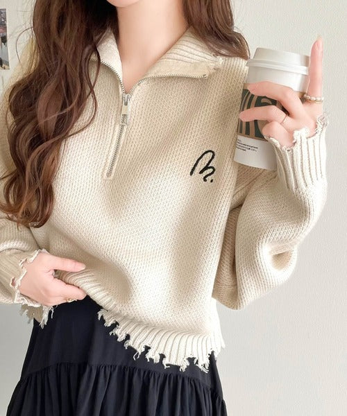 HYEON ラメ入り　アップルパイニット　ベージュ HYEON ラメ入りアップルパイニットベージュ