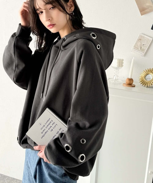 オーバーサイズストリングレザーパーカージャケット(2color