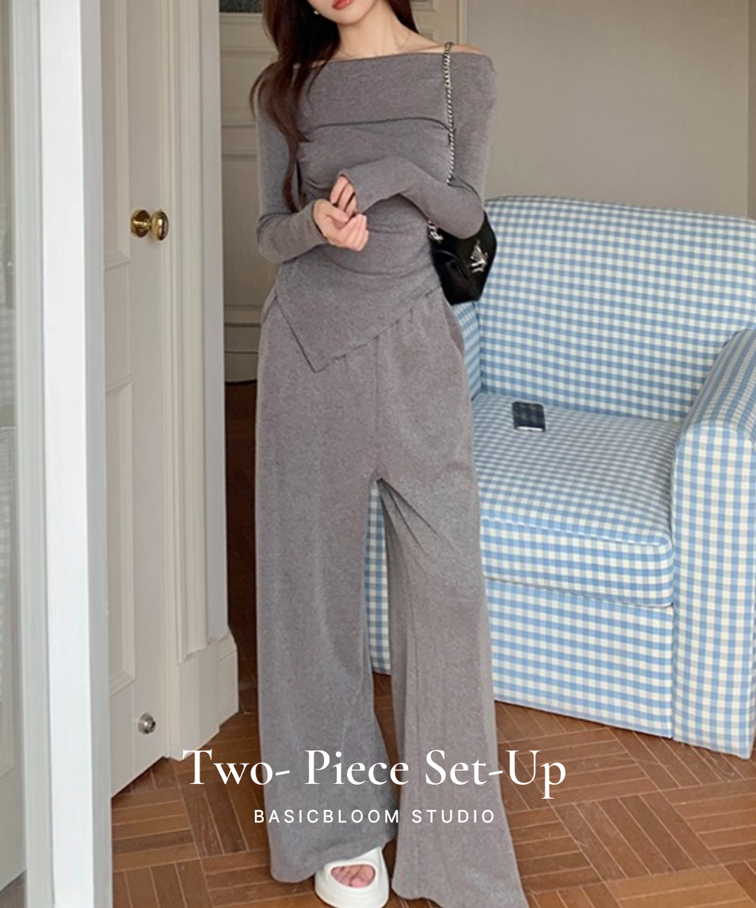 2ピース]オフショルワイドパンツセットアップ | ファッション通販