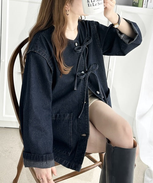 バックゴムブラックデニム半袖ミニワンピース | ファッション通販