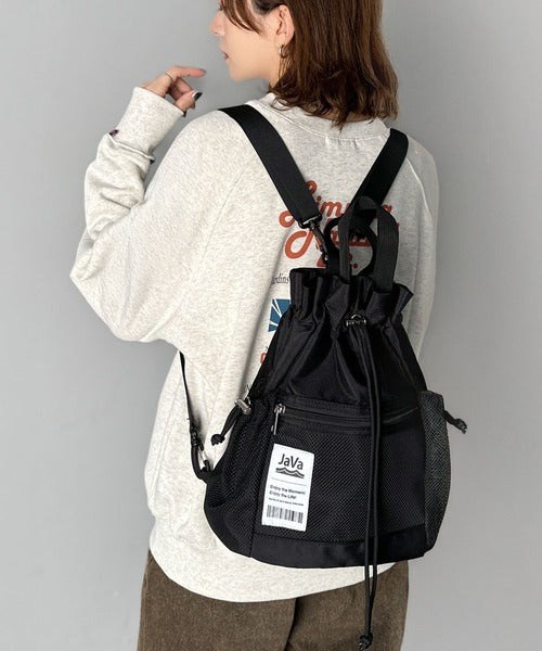 JaVa ジャバコラボ》毎日の相棒バッグ！メッシュ使い巾着2WAYリュック