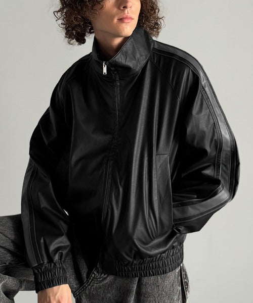 【Classical Origin】High-Neck Leather Track Jacket／ハイネックレザートラックジャケット co1150040