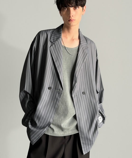 Classical Origin】「さっと羽織れる。」ストライプ柄ドレープ