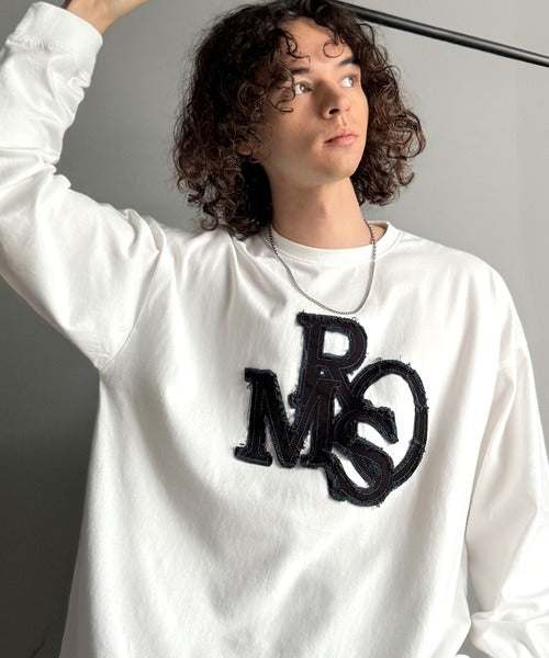 【Classical Origin】「一軍確定。」フリンジパッチワーク使いリラックスTシャツ／Fringe and Patchwork Relaxed T-Shirt co1320004