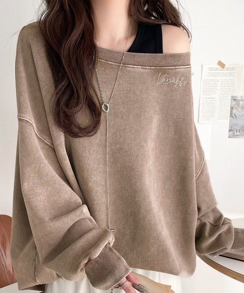 大人可愛いゆるスタイル。前後2WAYヴィンテージ加工スウェット