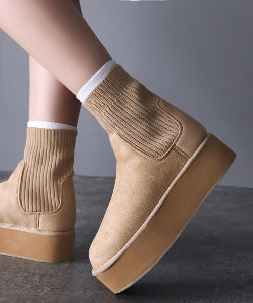 《JaVaジャバコラボ》秋冬のトレンドアイテム！厚底ソックスムートンブーツ jv1129014