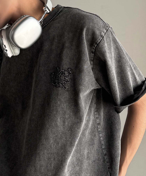 「自分ウケ最強。」スノーウォッシュ加工ヴィンテージ綿100％Tシャツ／Snow Powder Washed 100% Cotton Vintage T-Shirt co1150019