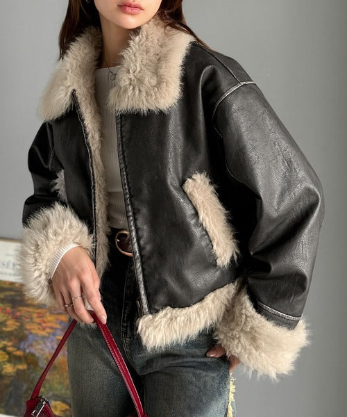 mily bilet】季節を纏う。ファー使いヴィンテージライク ダメージ