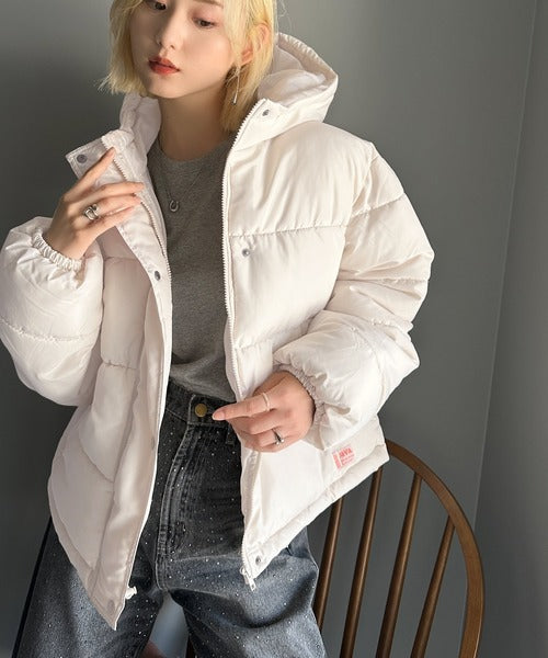 JaVa ジャバコラボ》ぬくぬく暖か！ショート丈フード付き中綿フェイク