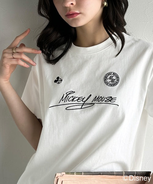大人女子必見！ 綿100％「ディズニー」サイン風刺繍Tシャツ（半袖