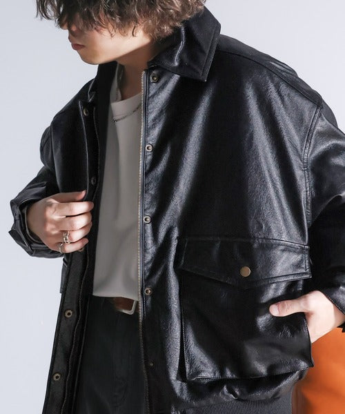 ウォンビン着 NOICE PURE COLLAR LEATHER JACKET