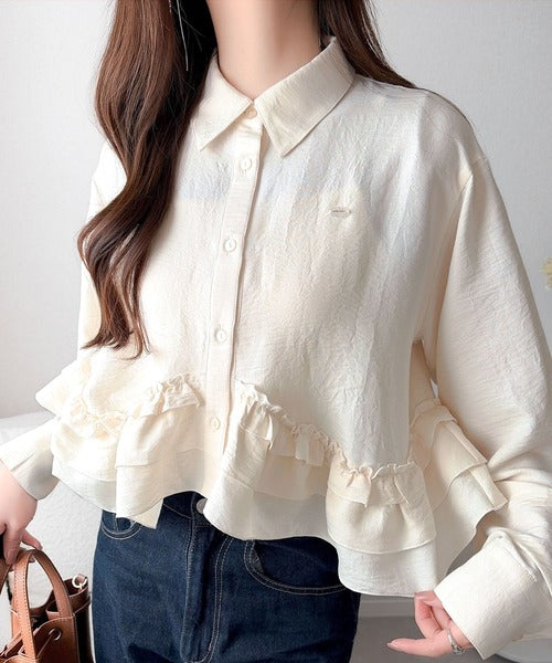 【mily bilet】甘さはやさしく、印象は品よく。旬顔を叶える裾フリルブラウス（長袖） mi1019136