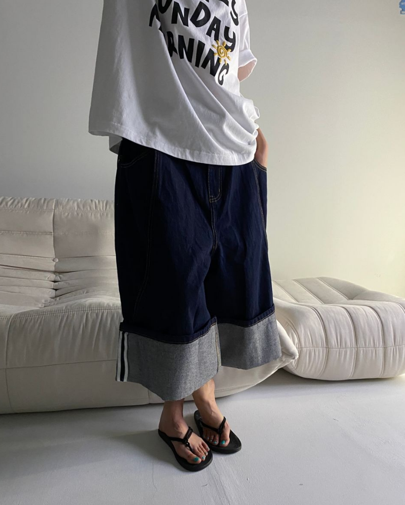 LOEWE♡ アナグラム デニム ショートパンツ 今日特価】Loewe 2025 Summer New Contrast Embroidery Denim